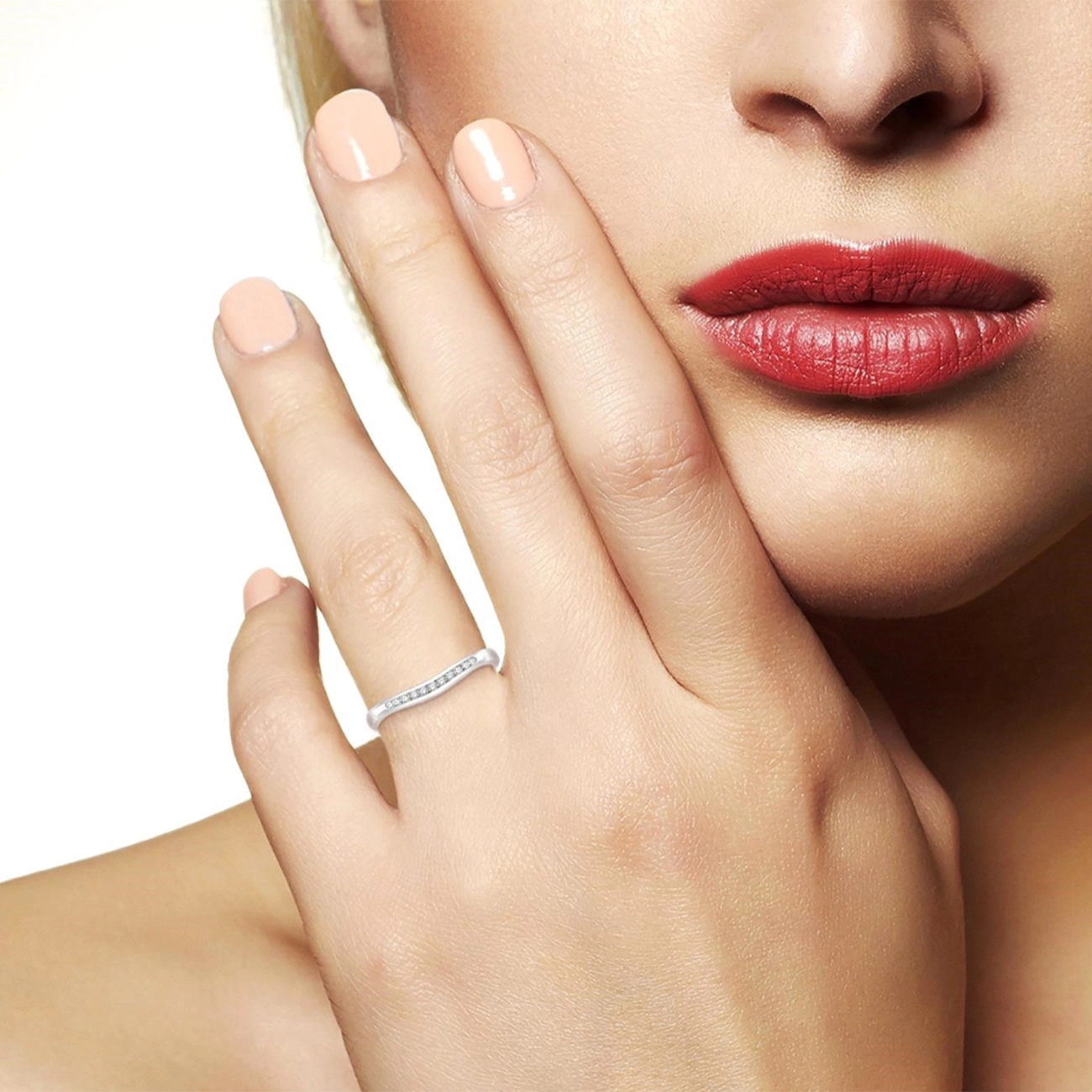 .10 Carat Diamond Channel Curved Wedding Band in White Gold