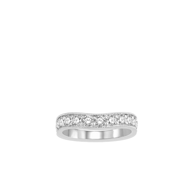 1 Carat Curved Milgrain Wedding Band in White Gold - Private Label product