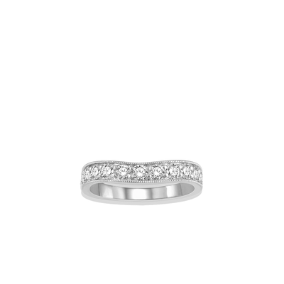 .75 Carat Curved Milgrain Wedding Band in White Gold - Private Label product