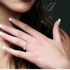 .75 Carat Curved Milgrain Wedding Band in White Gold