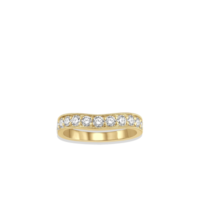 .75 Carat Curved Milgrain Wedding Band in Yellow Gold - Private Label product