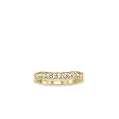 .33 Carat Curved Milgrain Wedding Band in Yellow Gold - Private Label product