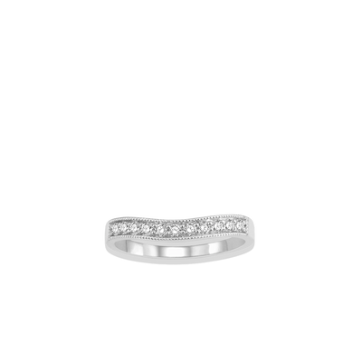 .25 Carat Curved Milgrain Wedding Band in White Gold - Private Label product