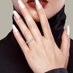 .25 Carat Curved Milgrain Wedding Band in White Gold