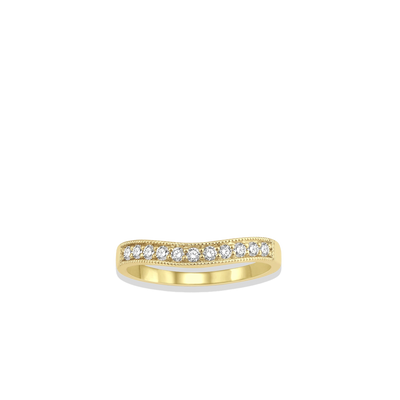 .25 Carat Curved Milgrain Wedding Band in Yellow Gold - Private Label product