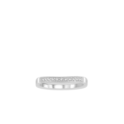 .10 Carat Curved Milgrain Wedding Band in White Gold - Private Label product