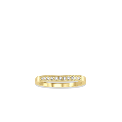 .10 Carat Curved Milgrain Wedding Band in Yellow Gold - Private Label product