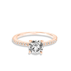 Round Diamond 3/4 Pave Engagement Ring Setting