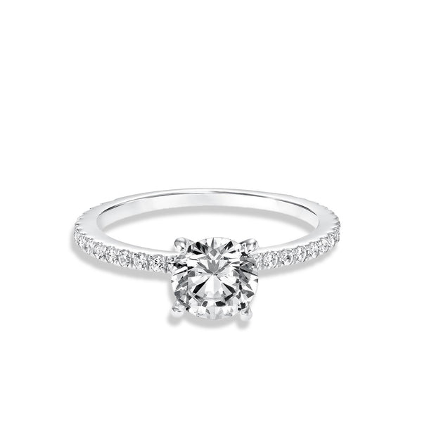 Round Diamond 3/4 Pave Engagement Ring Setting