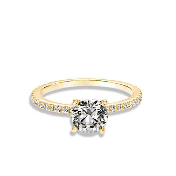 Round Diamond 3/4 Pave Engagement Ring Setting