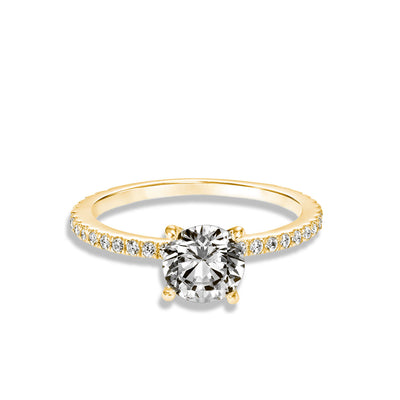 Round Diamond 3/4 Pave Engagement Ring Setting - Private Label product