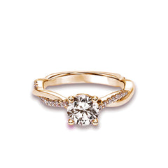 Round Twisted Polished and Diamond Shank Engagement Ring Setting