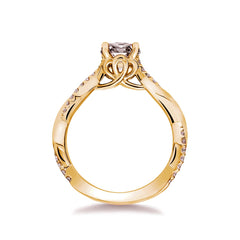 Round Twisted Polished and Diamond Shank Engagement Ring Setting