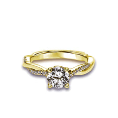 Round Twisted Polished and Diamond Shank Engagement Ring Setting