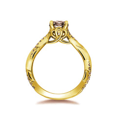 Round Twisted Polished and Diamond Shank Engagement Ring Setting