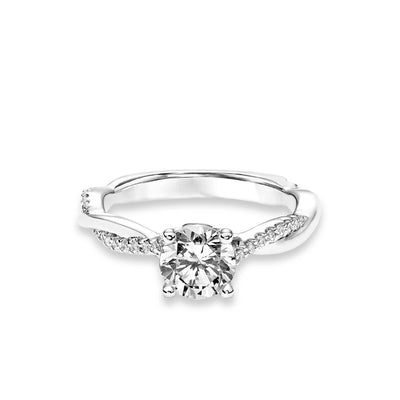 Round Twisted Polished and Diamond Shank Engagement Ring Setting - Private Label product