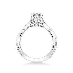 Round Twisted Polished and Diamond Shank Engagement Ring Setting
