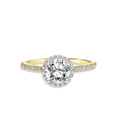 Two Tone Round Diamond Halo Engagement Ring Setting - Private Label product