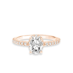 Oval Hidden Halo Halfway Pave Engagement Ring Setting