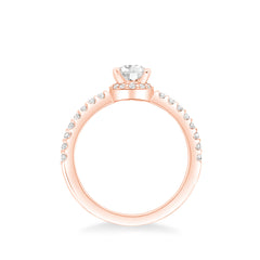 Oval Hidden Halo Halfway Pave Engagement Ring Setting