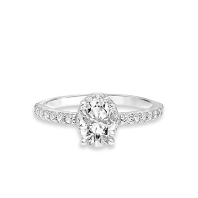 Oval Hidden Halo Halfway Pave Engagement Ring Setting - Private Label product