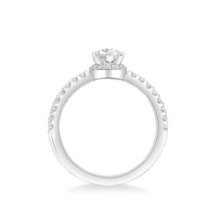 Oval Hidden Halo Halfway Pave Engagement Ring Setting