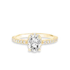 Oval Hidden Halo Halfway Pave Engagement Ring Setting