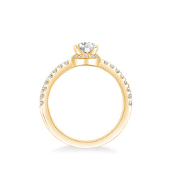 Oval Hidden Halo Halfway Pave Engagement Ring Setting