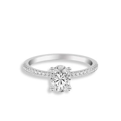 Oval Halfway Pave Diamond Engagement Ring Setting - Private Label product