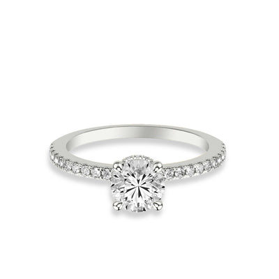 Round Hidden Halo Diamond Pave Engagement Ring Setting - Private Label product
