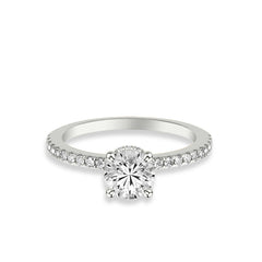 Round Hidden Halo Diamond Pave Engagement Ring Setting