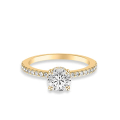 Round Hidden Halo Diamond Pave Engagement Ring Setting