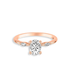 Oval and Marquise Diamond Three Stone Engagement Ring Setting