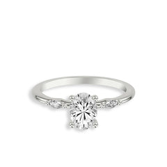 Oval and Marquise Diamond Three Stone Engagement Ring Setting