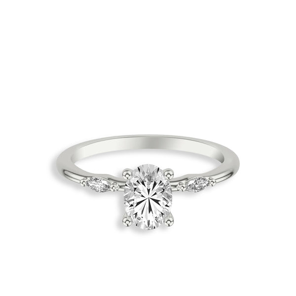 Oval and Marquise Diamond Three Stone Engagement Ring Setting