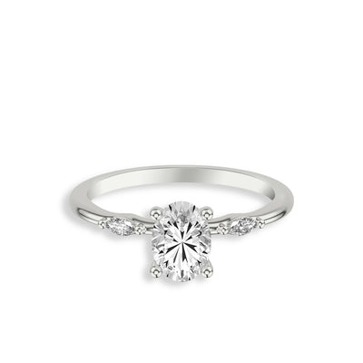 Oval and Marquise Diamond Three Stone Engagement Ring Setting - Private Label product