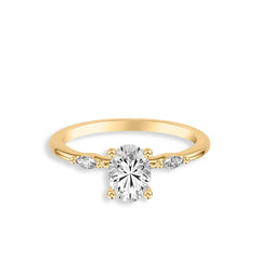 Oval and Marquise Diamond Three Stone Engagement Ring Setting
