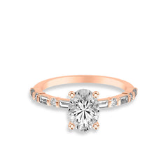 Oval and Alternating Side Stone Engagement Ring Setting