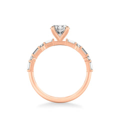 Oval and Alternating Side Stone Engagement Ring Setting