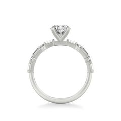Oval and Alternating Side Stone Engagement Ring Setting