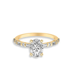 Oval and Alternating Side Stone Engagement Ring Setting