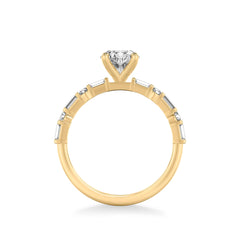 Oval and Alternating Side Stone Engagement Ring Setting