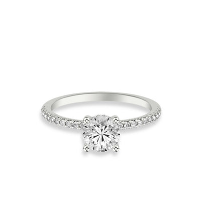 Round Hidden Halo Pave Engagement Ring Setting - Private Label product