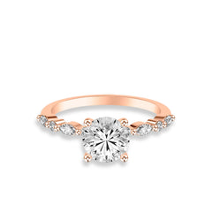 Round and Alternating Side Stone Engagement Ring Setting