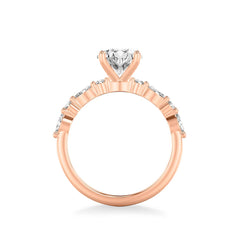 Round and Alternating Side Stone Engagement Ring Setting