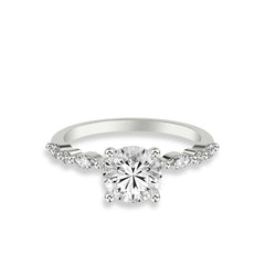 Round and Alternating Side Stone Engagement Ring Setting