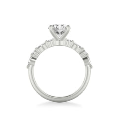 Round and Alternating Side Stone Engagement Ring Setting