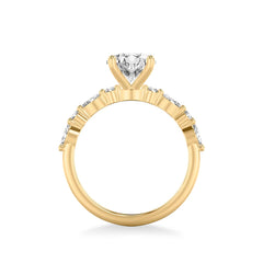 Round and Alternating Side Stone Engagement Ring Setting