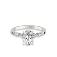 Oval Diamond Round and Marquise Side Stone Engagement Ring Setting