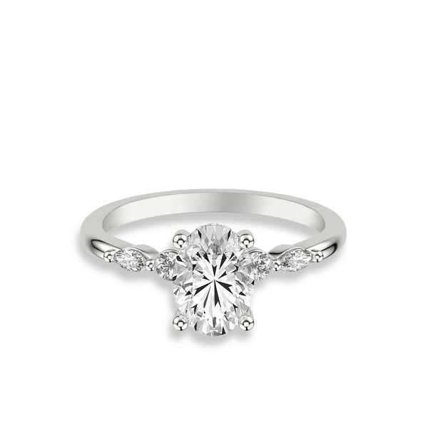 Oval Diamond Round and Marquise Side Stone Engagement Ring Setting